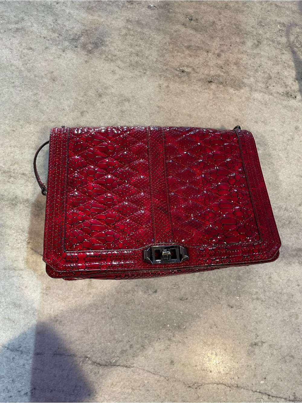 Rebecca Minkoff Red Embossed Leather Shoulder Bag